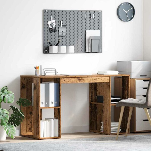 VidaXL Íróasztal tárolóval Régi fa 130 x 50.5 x 75 cm Faanyag