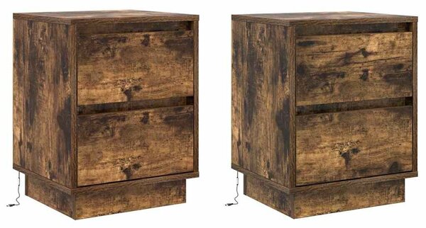 VidaXL Éjjeliszekrény 2 pcs Füstölt tölgy 39 x 34,5 x 50 cm Faanyag