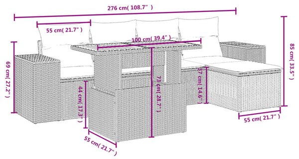 VidaXL Polyrattan Kerti Ülőgarnitúra - 6 részes - Bézs