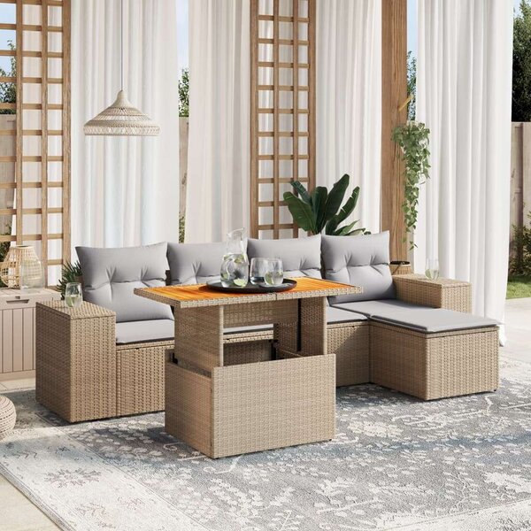 VidaXL Polyrattan Kerti Ülőgarnitúra - 6 részes - Bézs