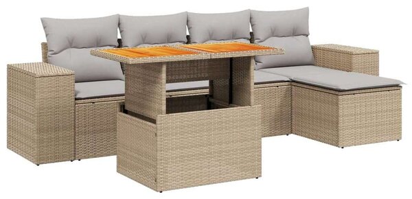 VidaXL Polyrattan Kerti Ülőgarnitúra - 6 részes - Bézs