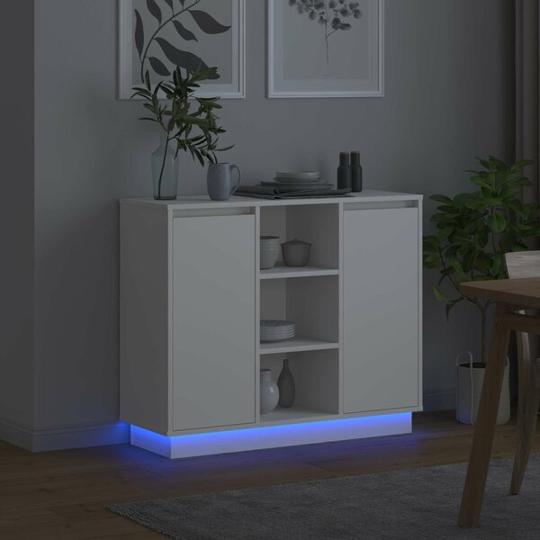 VidaXL LED tálaló Fehér 90 x 32 x 75 cm Szerelt Fa