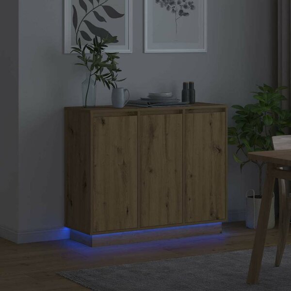 VidaXL LED tálaló Artisan tölgy 90 x 32 x 75 cm Szerelt Fa