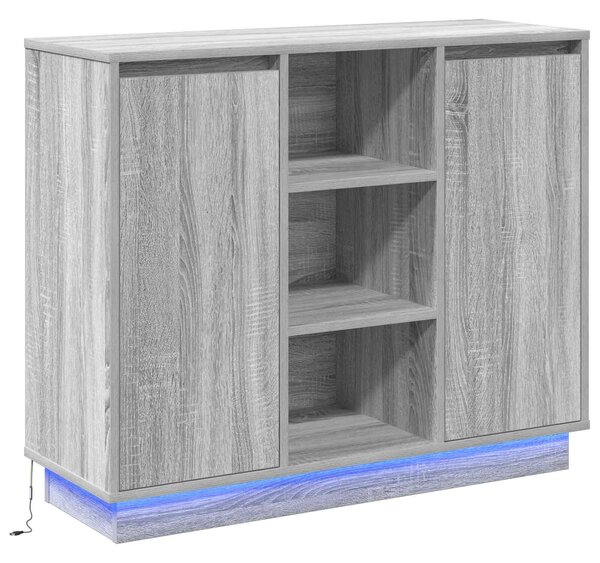 VidaXL LED tálaló Szürke Sonoma 90 x 32 x 75 cm Szerelt Fa