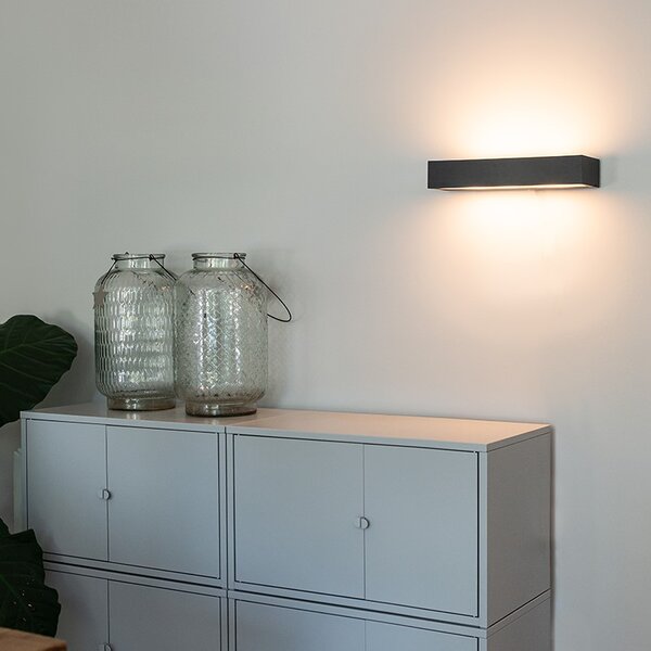Design téglalap alakú fali lámpa fekete 35 cm - Houx