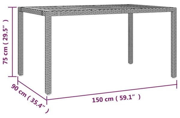 VidaXL - 5 Részes Kerti Bútor - Polyrattan - Fekete
