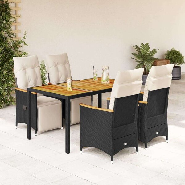 VidaXL - 5 Részes Kerti Bútor - Polyrattan - Fekete