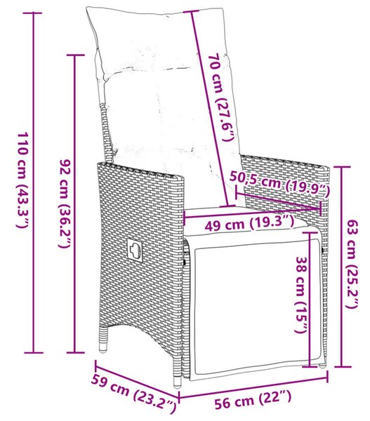 VidaXL Polyrattan Kerti Bútor - 7 Részes Bisztrókészlet