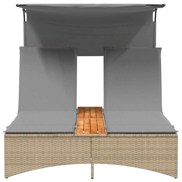VidaXL Dupla Napozóágy - PE Rattan - 200cm