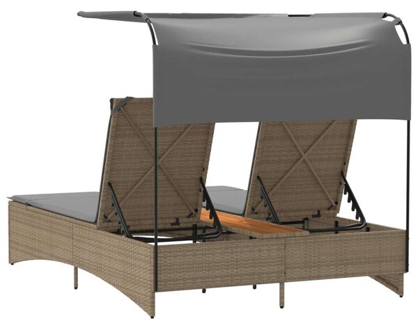 VidaXL Dupla Napozóágy - PE Rattan - 200cm