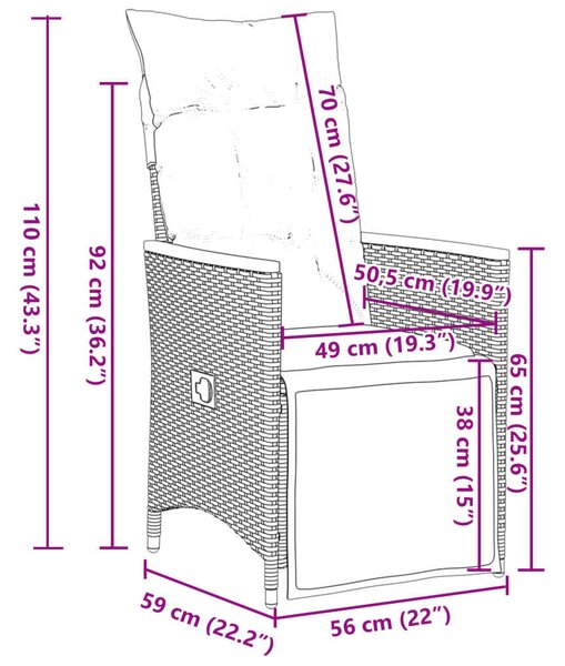 VidaXL Polyrattan Kerti Bútor - 7 részes Bisztrókészlet
