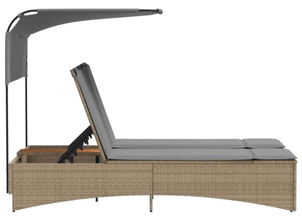 VidaXL Dupla Napozóágy - PE Rattan - 200cm