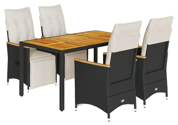 VidaXL - 5 Részes Kerti Bútor - Polyrattan - Fekete
