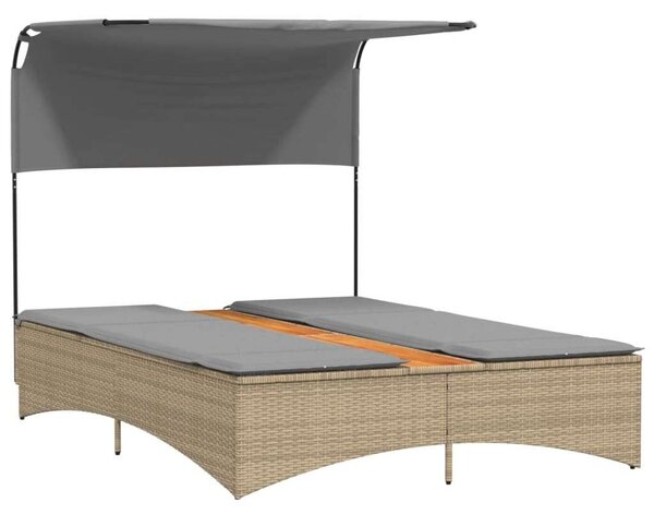 VidaXL Dupla Napozóágy - PE Rattan - 200cm