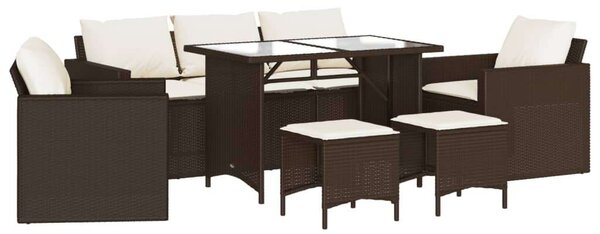 VidaXL 6 részes barna polyrattan kerti ülőgarnitúra párnával
