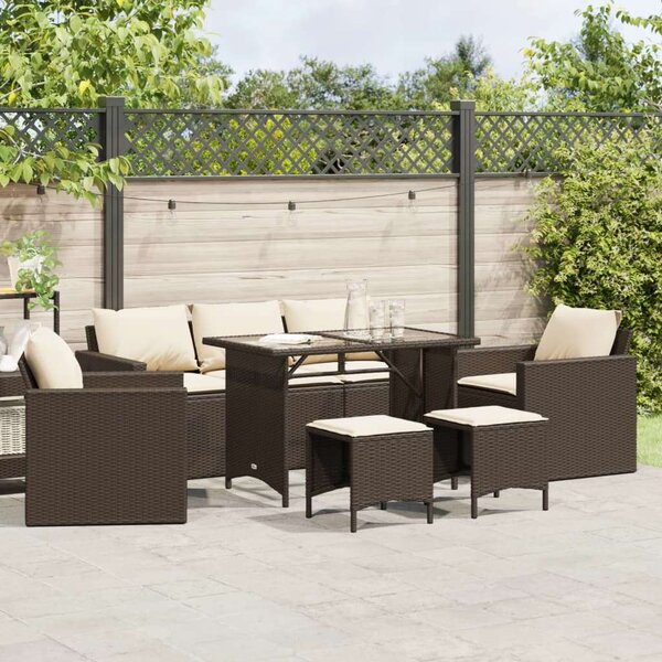 VidaXL 6 részes barna polyrattan kerti ülőgarnitúra párnával