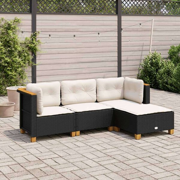 VidaXL 4 részes Polyrattan Kerti Ülőgarnitúra - Fekete