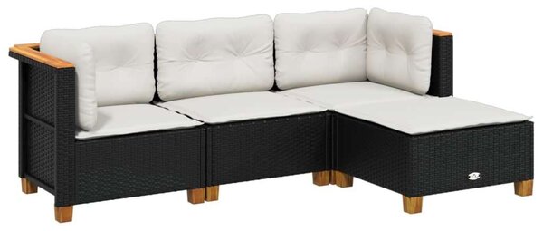 VidaXL 4 részes Polyrattan Kerti Ülőgarnitúra - Fekete
