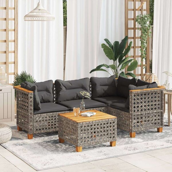 VidaXL Polyrattan Kerti Ülőgarnitúra - 5 részes - Szürke