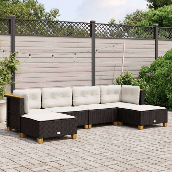 VidaXL Polyrattan Kerti Ülőgarnitúra - 6 részes - Fekete