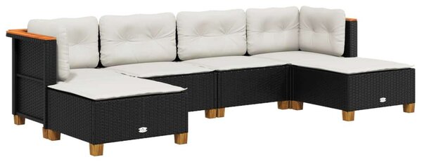 VidaXL Polyrattan Kerti Ülőgarnitúra - 6 részes - Fekete