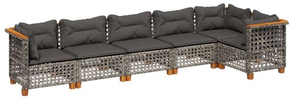 Polyrattan Kerti Ülőgarnitúra - 6 Fős - Szürke