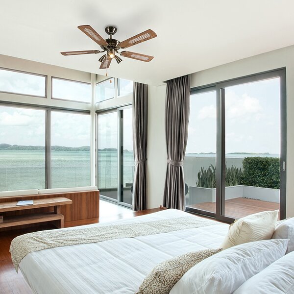 Bronz mennyezeti ventilátor fával 110 cm 3 lámpával, húzókapcsolóval - Mistral