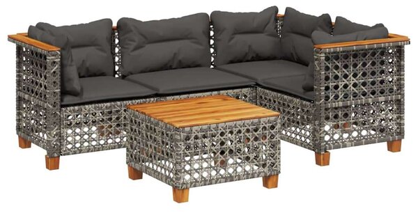 VidaXL Polyrattan Kerti Ülőgarnitúra - 5 részes - Szürke