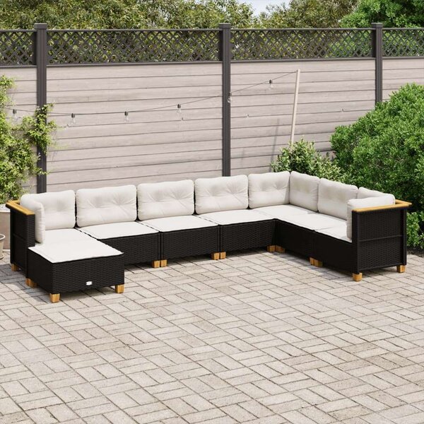 VidaXL 8 részes Kerti Ülőgarnitúra - Fekete Polyrattan