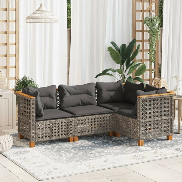 VidaXL Polyrattan Kerti Ülőgarnitúra - 4 részes - Szürke