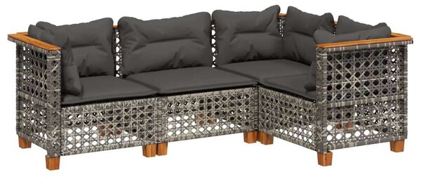 VidaXL Polyrattan Kerti Ülőgarnitúra - 4 részes - Szürke