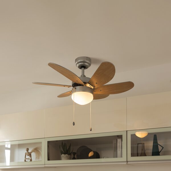 Mennyezeti ventilátor acélból, famintával, 80 cm, húzókapcsolóval - Fresh