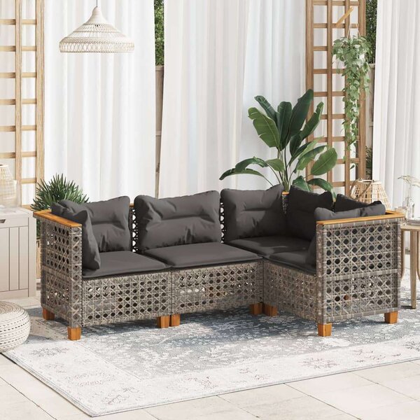 VidaXL Polyrattan Kerti Ülőgarnitúra - 4 részes - Szürke