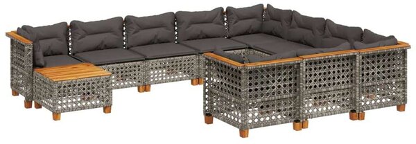 VidaXL Polyrattan Kerti Ülőgarnitúra - 11 részes - Szürke
