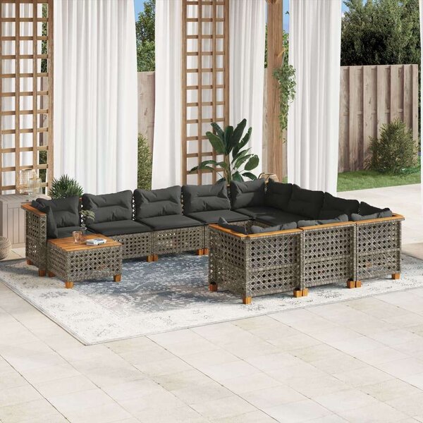 VidaXL Polyrattan Kerti Ülőgarnitúra - 11 részes - Szürke