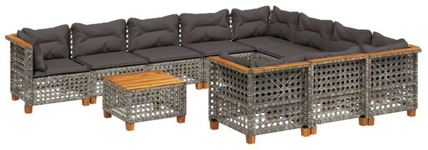 VidaXL Polyrattan Kerti Ülőgarnitúra - 11 részes - Szürke