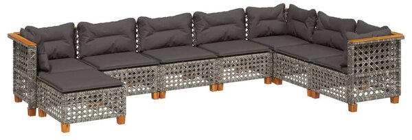 VidaXL Polyrattan Kerti Ülőgarnitúra - 8 részes - Szürke