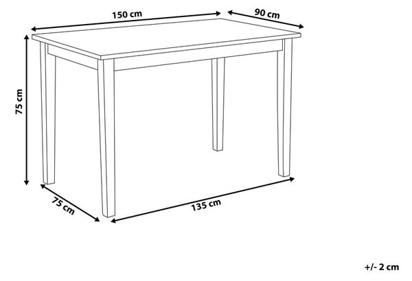 Étkezőasztal GEORGIA Fehér 150 cm 90 cm Keményfa