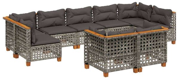 VidaXL Polyrattan Kerti Ülőgarnitúra - 9 részes - Szürke