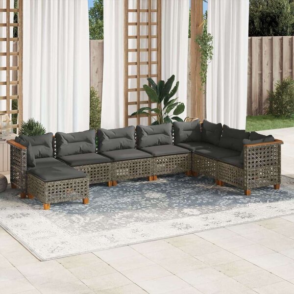VidaXL Polyrattan Kerti Ülőgarnitúra - 8 részes - Szürke