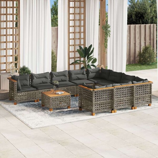 VidaXL Polyrattan Kerti Ülőgarnitúra - 11 részes - Szürke