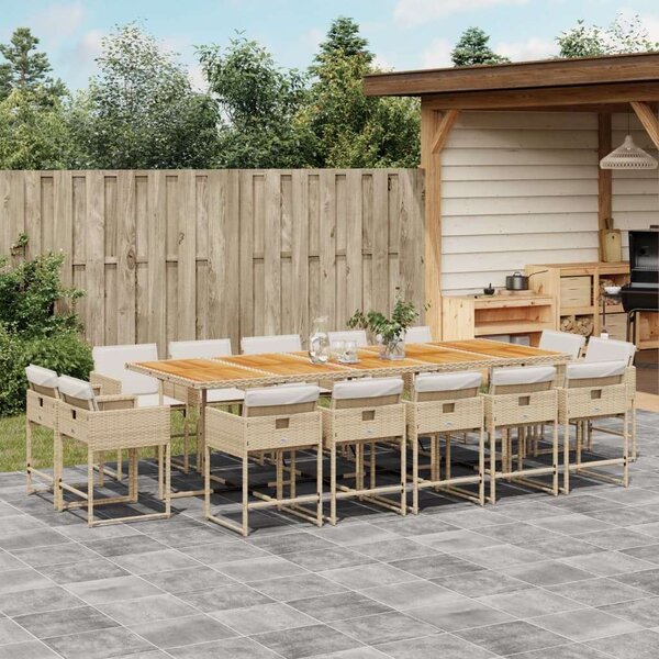 VidaXL - 15 Fős Kerti Étkezőgarnitúra - Bézs Polyrattan