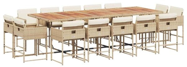 VidaXL - 15 Fős Kerti Étkezőgarnitúra - Bézs Polyrattan
