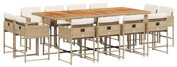 VidaXL Polyrattan Kerti Étkezőgarnitúra - 13 részes - Bézs