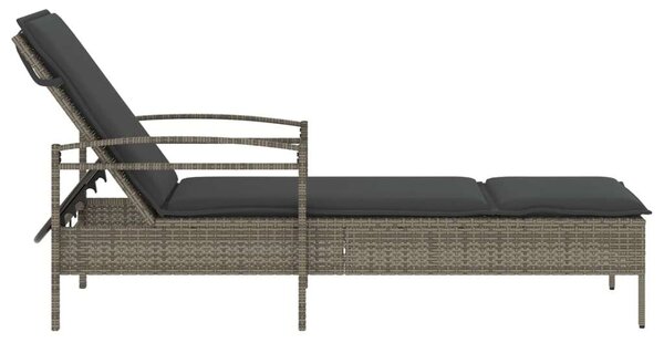 VidaXL Napozóágy - Polyrattan - Szürke - 200 cm