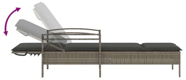 VidaXL Napozóágy - Polyrattan - Szürke - 200 cm