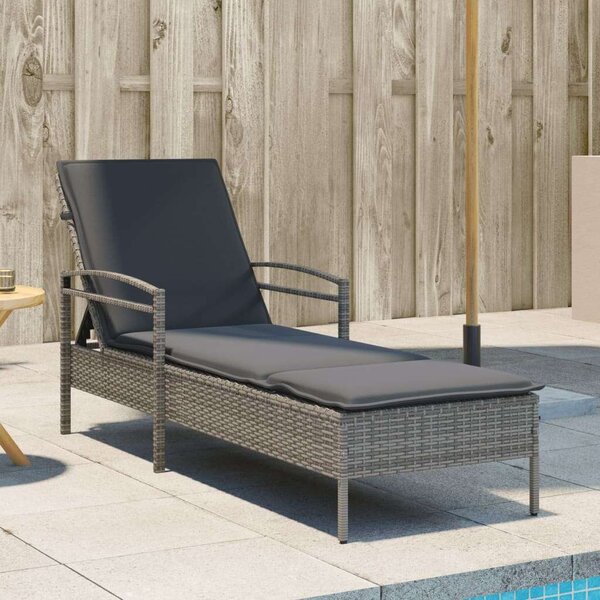 VidaXL Napozóágy - Polyrattan - Szürke - 200 cm
