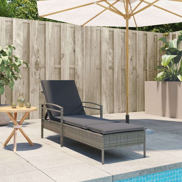VidaXL Napozóágy - Polyrattan - Szürke - 200 cm