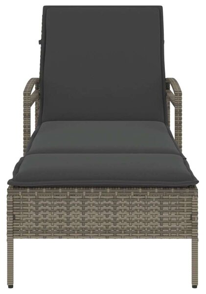 VidaXL Napozóágy - Polyrattan - Szürke - 200 cm
