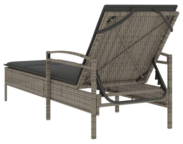 VidaXL Napozóágy - Polyrattan - Szürke - 200 cm